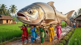 Giant Fish Challenge! 😱 The Epic 50-Foot Fish Cooking Competition | Biggest Village Fish Recipe
