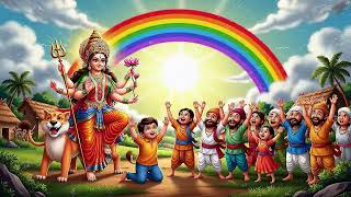 🌺 Title: Maa Durga and the Little Lion — A Story of Courage and Kindness