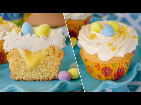 How to make perfect VANILLA CUPCAKES with lemon curd filling  soft and delicious cupcakes recipe
