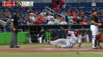 PHI@MIA: Hernandez rips an RBI double to left-center