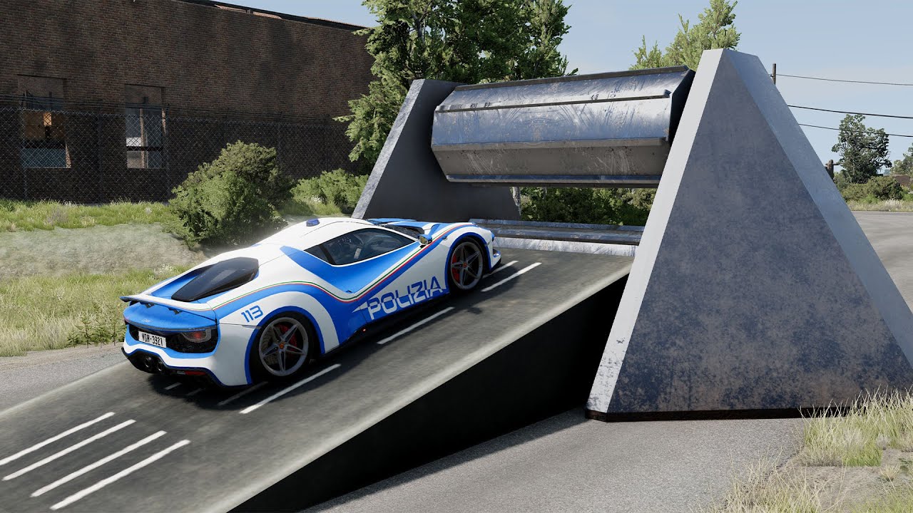 Cars vs Large Roller BeamNG.drive | BeamNG Frenzy - YouTube