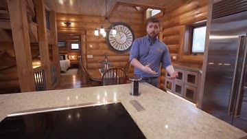 Pop Up Countertop Outlets Installed in a Beautiful Log Home