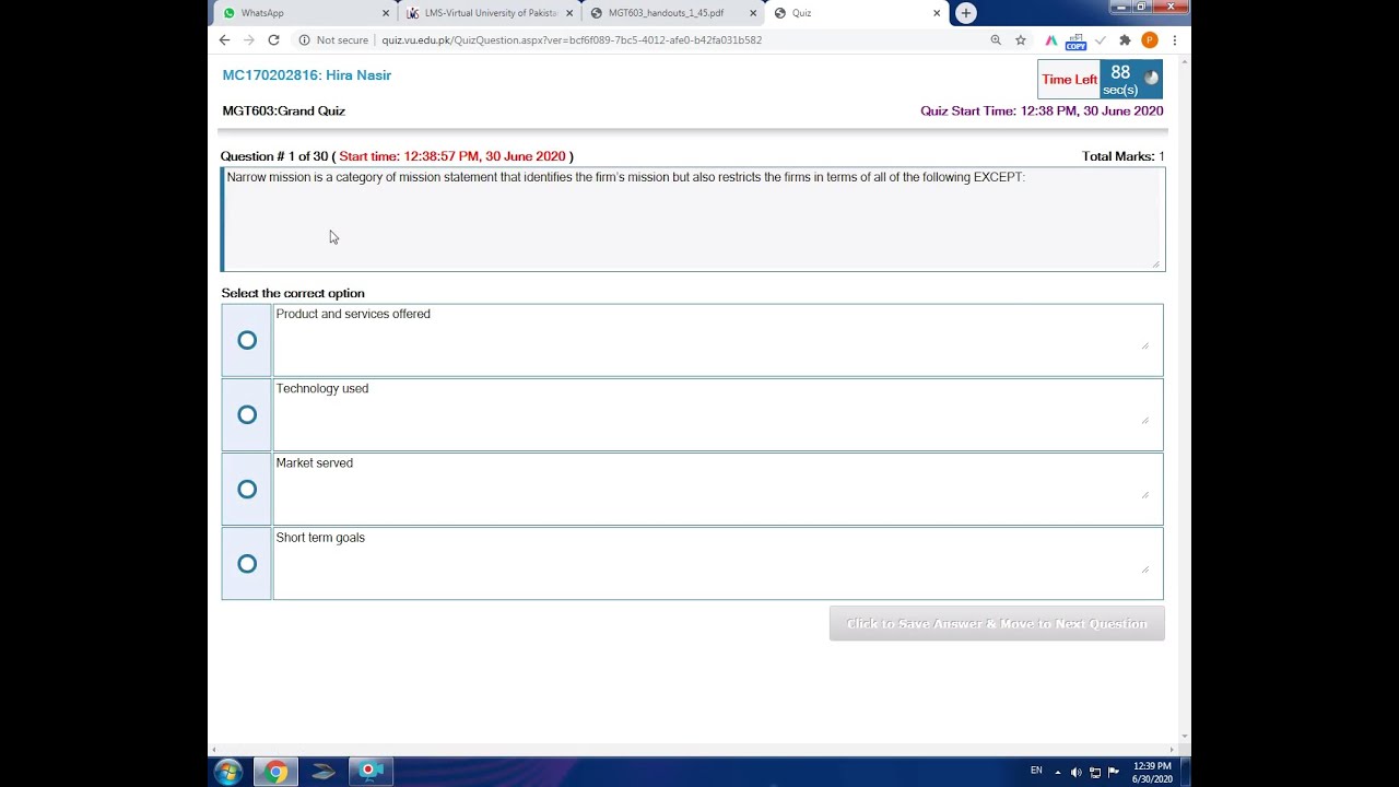 First Grand Quiz MGT603 || Grand quiz || MGT603 grand quiz || 1st Grand QUIZ