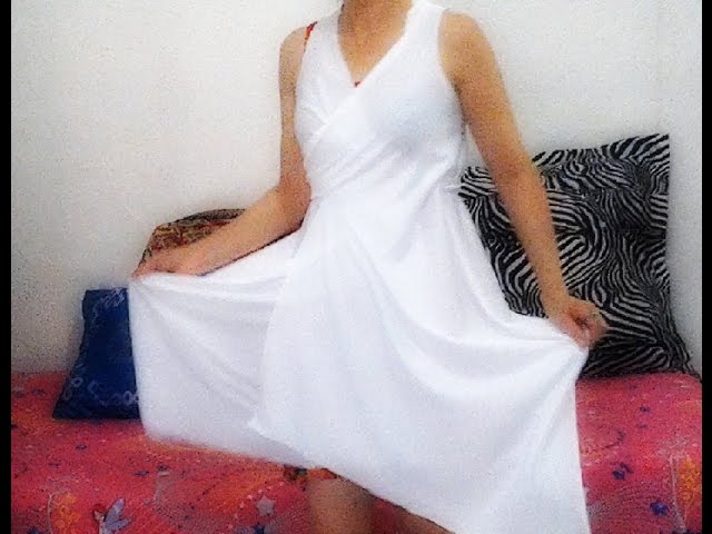 DIY Como fazer Vestido SEM COSTURA usando um lençol velho 