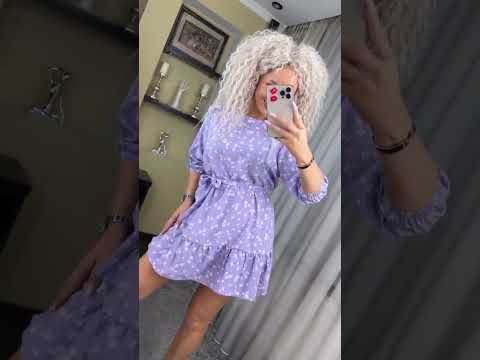 Модна жіноча сукня літня "Моллі" у квітковий принт із поясом (Розміри 42-46, 48-52), Бузкова, видео 1