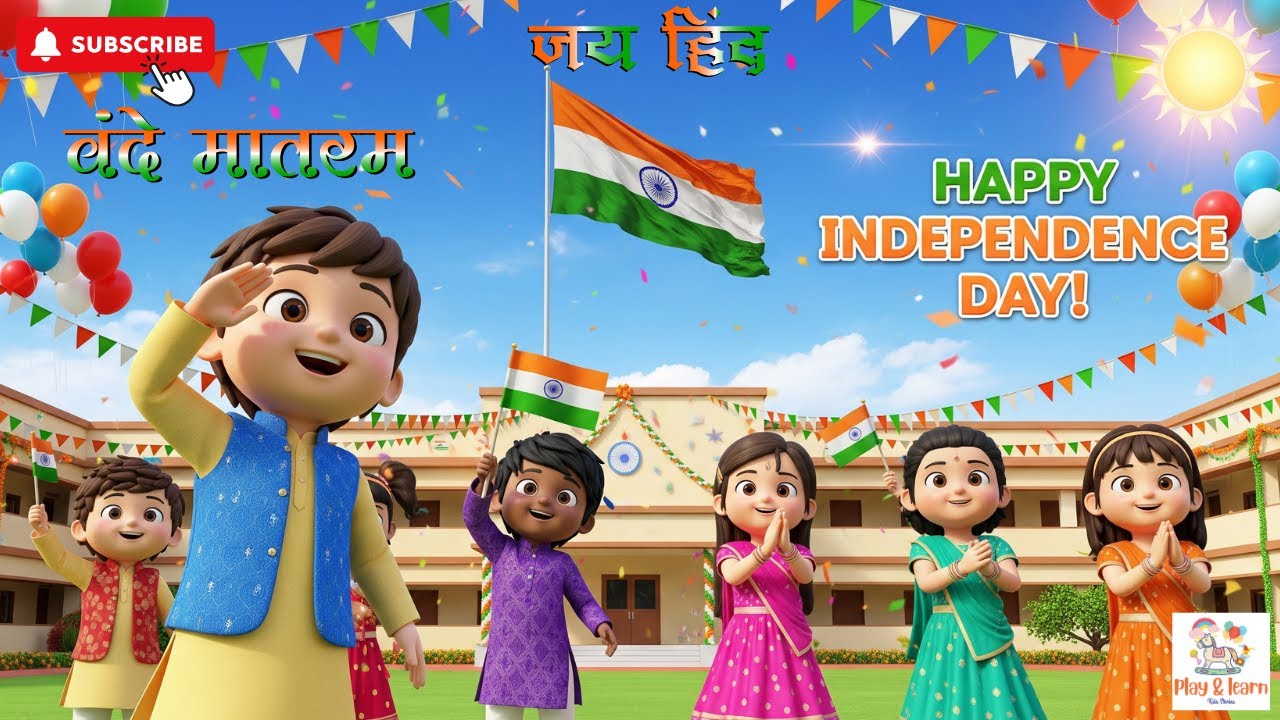 🎈 Independence Day Rhyme for Kids | 15 August Song | Patriotic Poem in ...