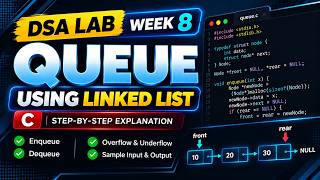 DSA Lab Week 8 | Queue Using Linked List in C | Step-by-Step