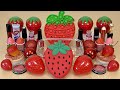 STRAWBERRY SLIME 🍓 Mixing makeup and glitter into Clear Slime 💯% ASMR Satisfying Slime Video 1080p