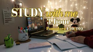 3Hr Study With Me |pomodoro (50/10)  ⏰|relaxing rain & piano | let's study together for today.