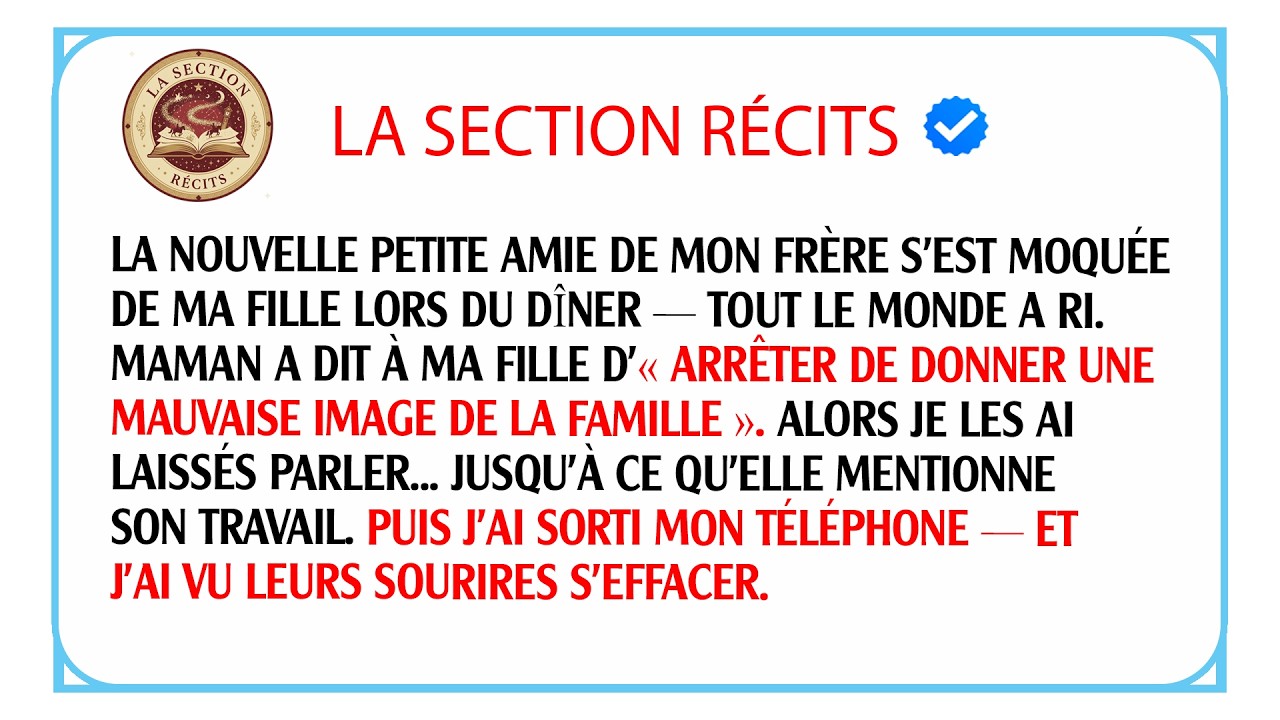 Ma belle-soeur insulte ma fille au dîner alors j'expose ses mensonges et je ferme la banque enfin