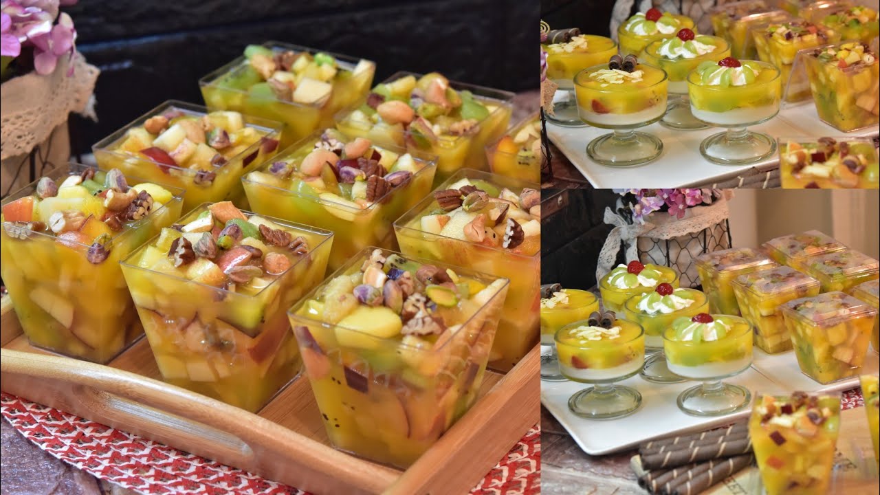 سلطة الفواكه المنعشه مع الذ حلا طبقات بالفواكه .. fruit salad