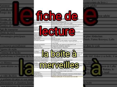 Fiche de lecture la boîte à merveilles d' Ahmed sefrioui 1bac معلومات عامة على الرواية