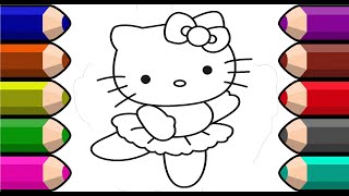 Coloring hello kitty for kids and toddlers | تلوين هيلو كيتي للاطفال