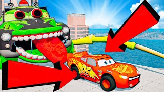 Epic Escape From The Lightning McQueen Eater & Train Eater | McQueen VS McQueen Eater | BeamNG