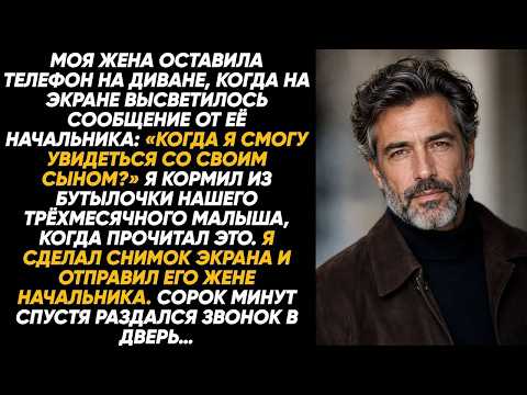 Пока я кормил малыша из бутылочки, начальник жены написал ей： «Когда я смогу увидеть своего сы