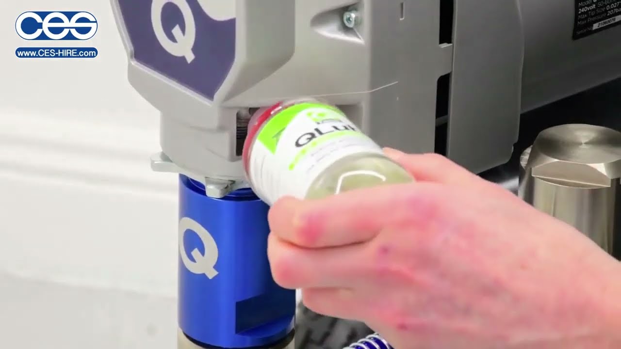 Where do I put the QLube in a QTech airless paint sprayer?