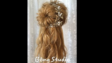 Hướng dẫn bới tóc cô dâu đơn giản mẫu 24 (Bông Studio)