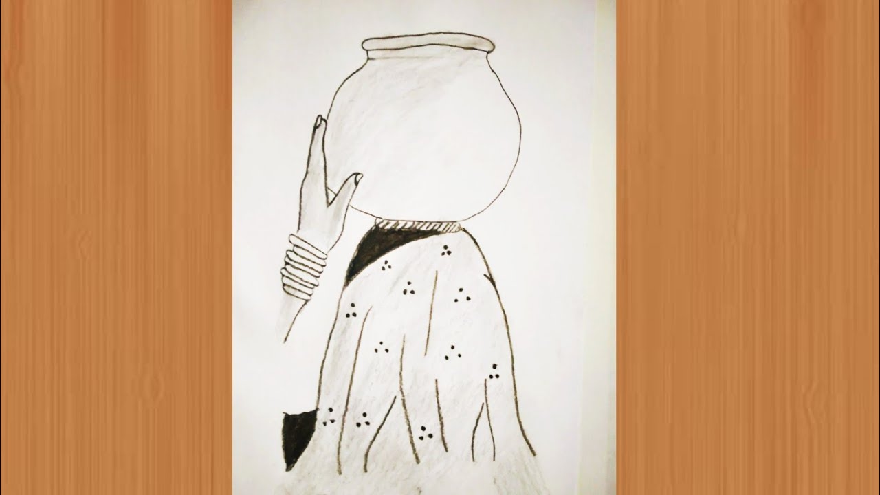 VILLAGE LADY SCENE // PENCIL SKETCH // EASY DRAWING . YouTube