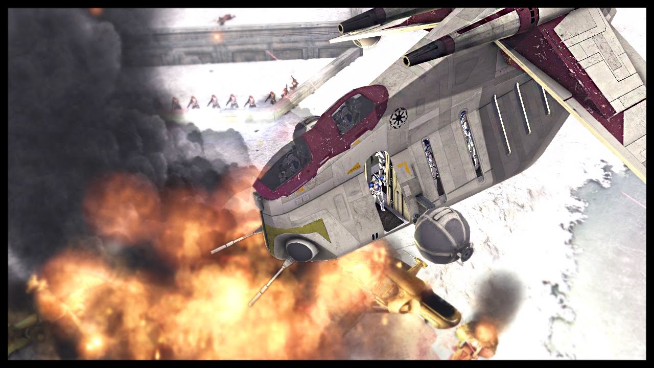 Clone Laat Air Support Defense Of Rhen Var Men Of War Assault Squad 2 Star Wars Mod Gameplay