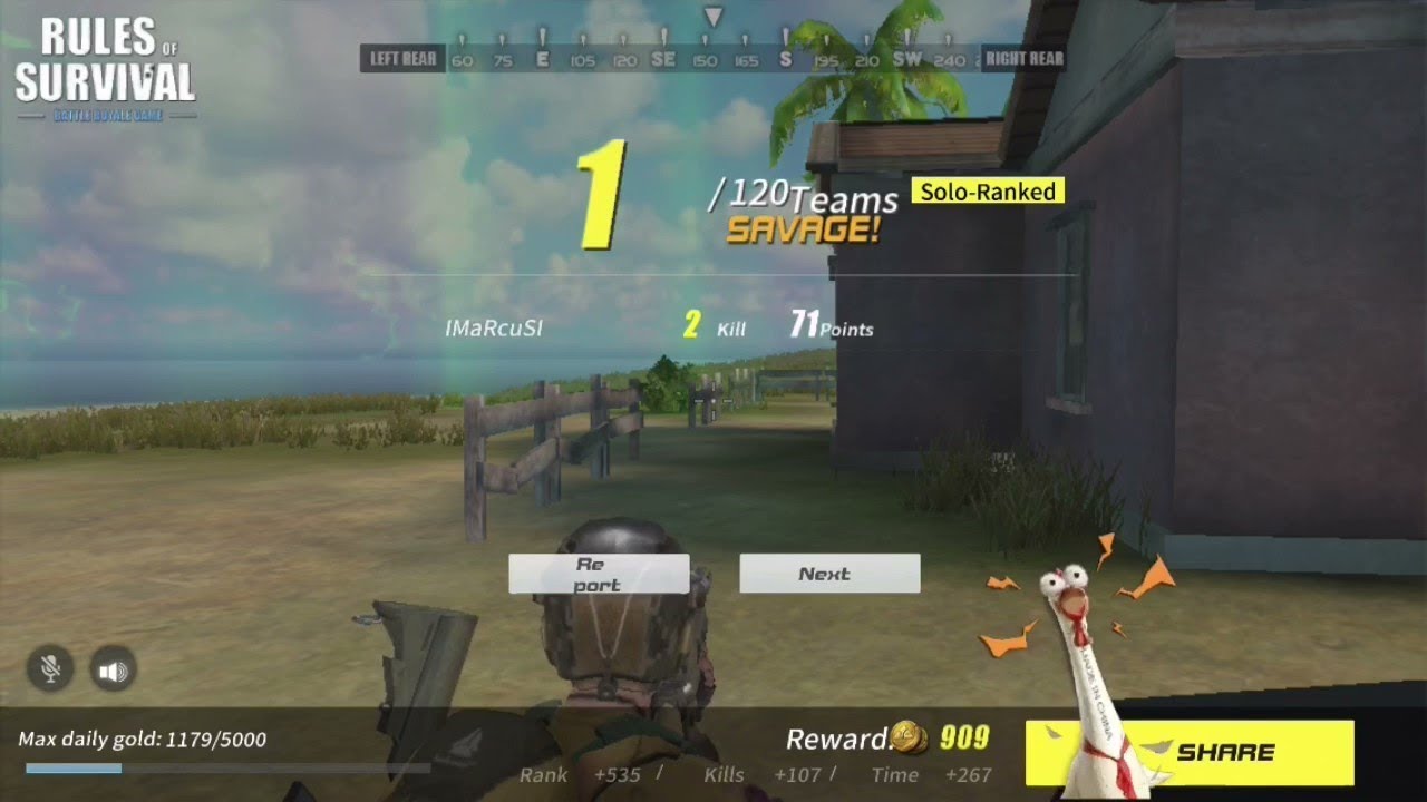 ROS - NUMBER 1- NINJA STYLE!! Rules Of Survival Solo Ranked 1st Place