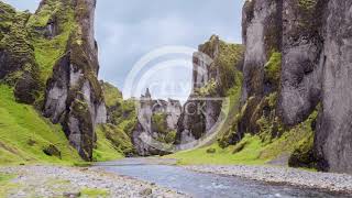 Aerial Flyover Through Beautiful Iceland Geology Formations Fjadrargljufur Epic Scale Arctic