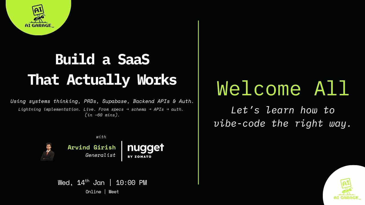 Build SaaS That Actually Works (& Doesn’t Break Next Iteration) | 14th Jan 2026
