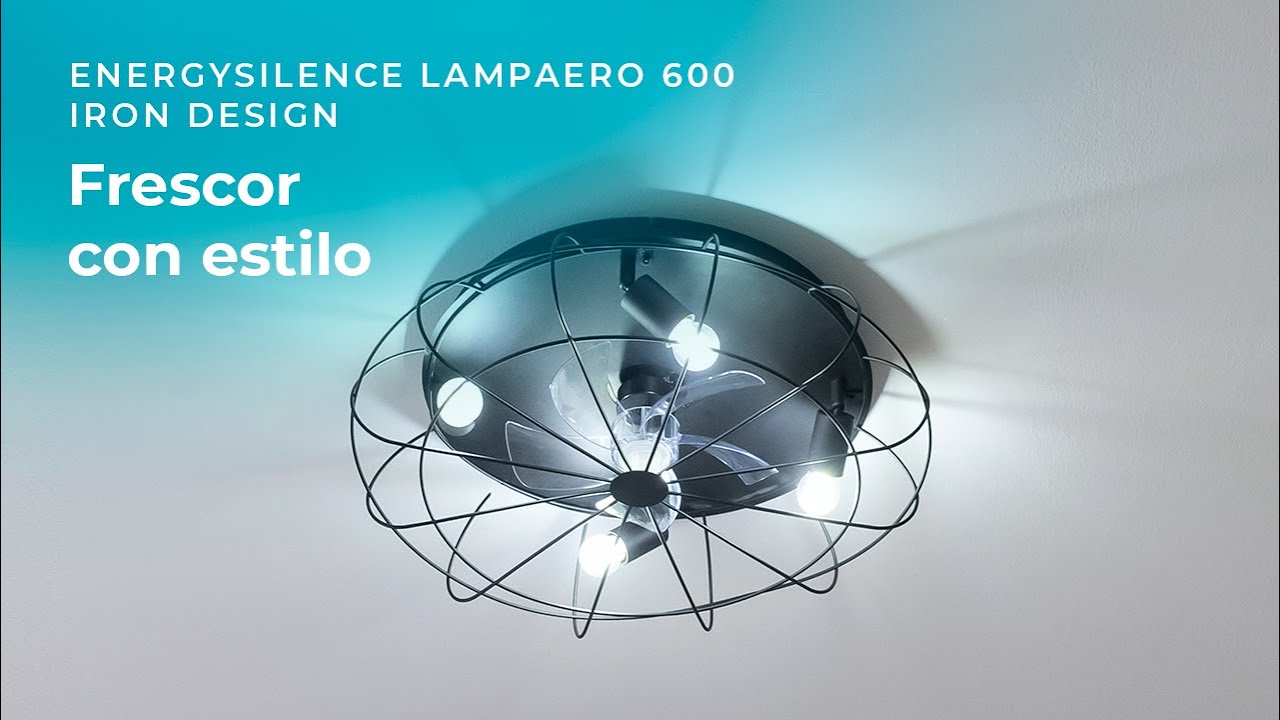 Ventilador de techo EnergySilence LampAero 600 Iron Design con motor DC, 20W y lámpara integrada