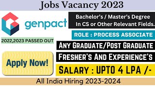 Genpact Off Campus Drive 2023 | Process Associate | Hiring for Fresher | Apply Now jobs jobs2024