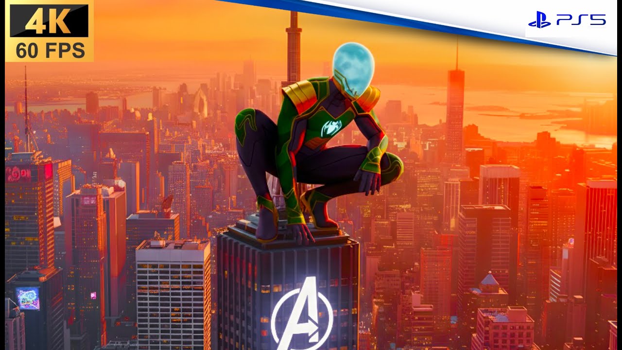 Spiderman 2 Free Roam in Mysterio Suit - Stunning Visuals - Avenger Tower 