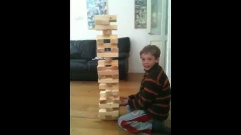 Liam and big crash with Jenga