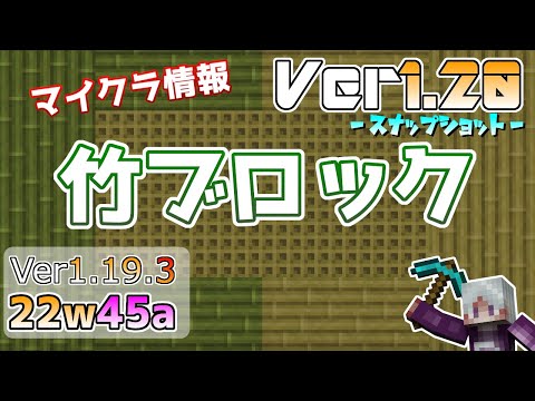【マイクラ情報】Ver1.19.3 竹のブロック追加!! Java版マインクラフト・スナップショット 22w45a 今後のアップデート情報