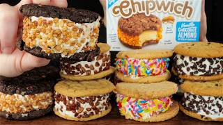ASMR Chipwich Ice Cream Cookie Sandwiches Dessert Mukbang *Chocolate Chip, Birthday Cake, Almond
