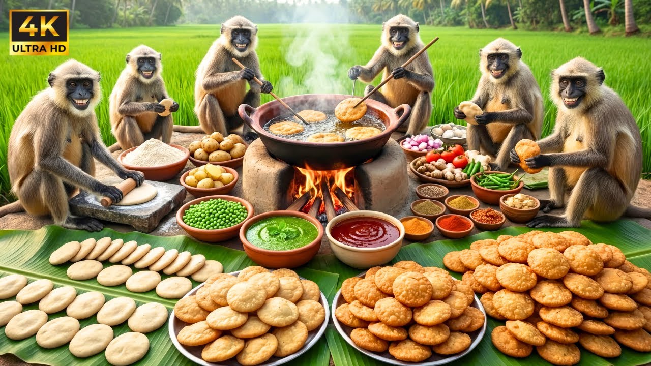 बंदरों ने आज बनाई सैकड़ों कचौरी 😱 | Monkeys Made Hundreds of Kachori Today