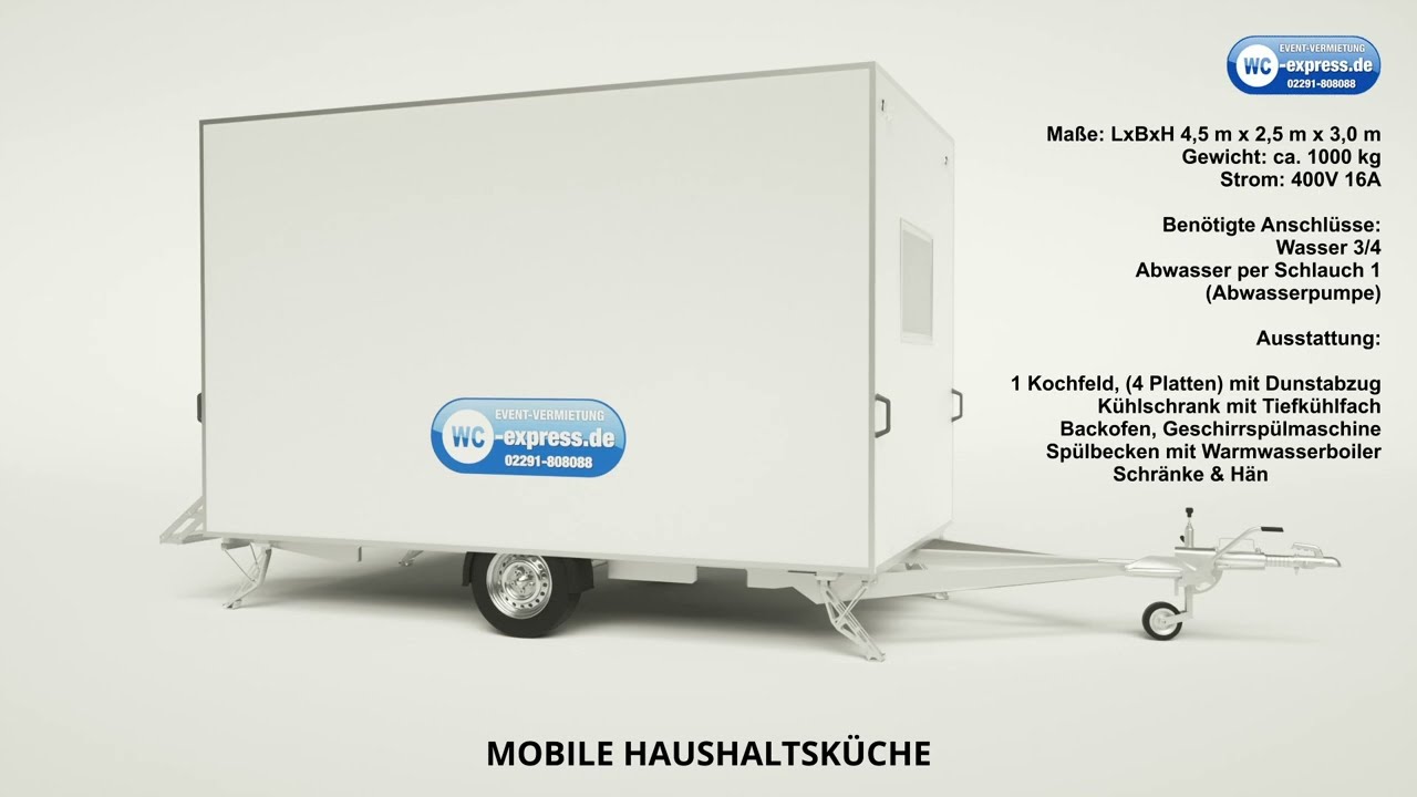 WC Express mobile Haushaltsküche | mobile Küche | Küchenanhänger | Kitchen Trailer
