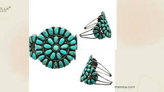 Navajo Sterling Silver & Petit Point Turquoise Cuff Bracelet | The Relux