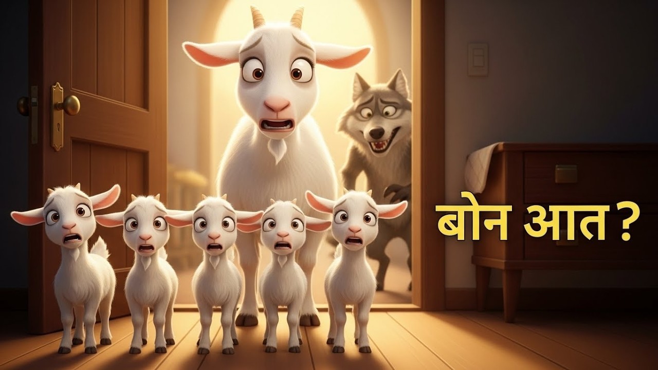 The Wolf and the Five Little Goats 🐺🐐 | Hindi Story for Children | Animated Story