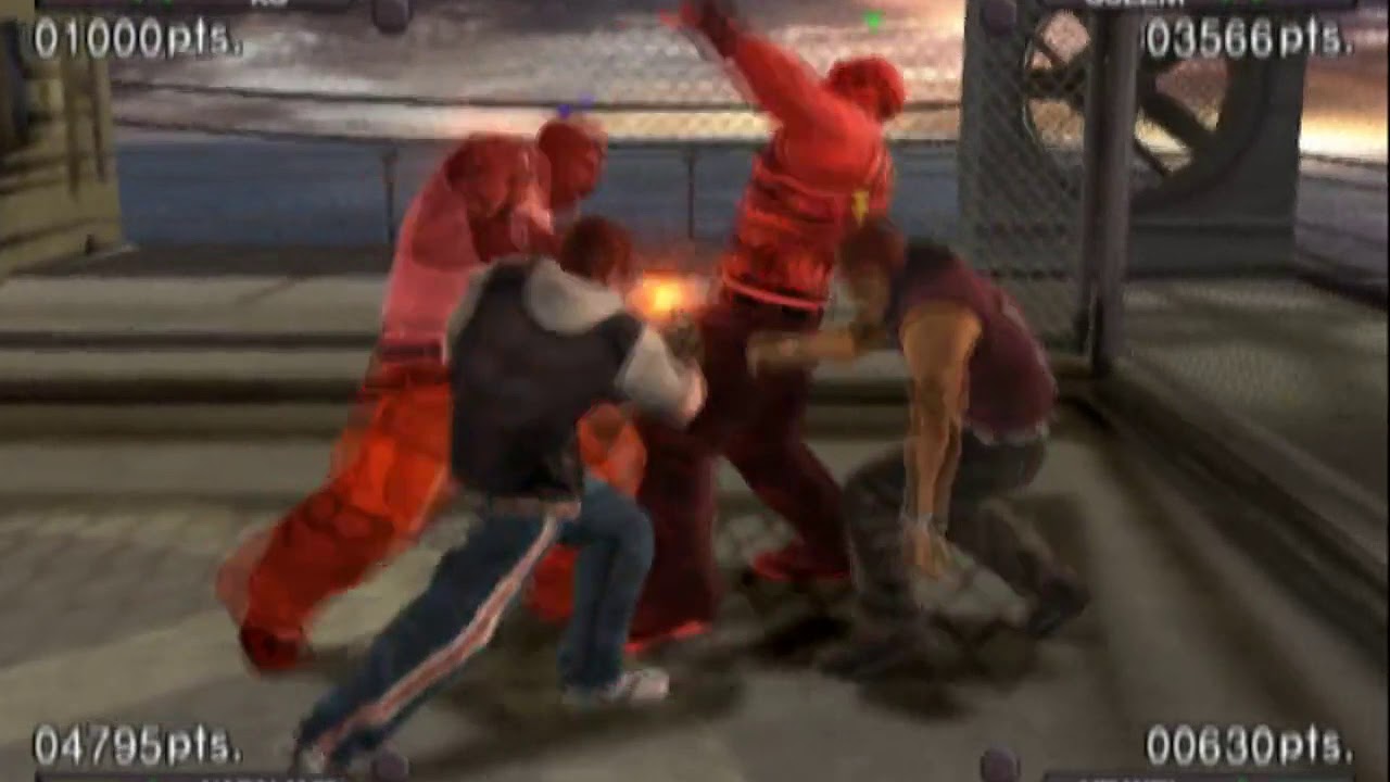 Urban Reign (PLAYSTATION 2) KG VS Golem VS Napalm 99 VS  Ye Wei 5 minutes damage amount