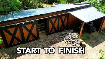 Building a SAWMILL SHED w/BARN DOORS - Start to Finish