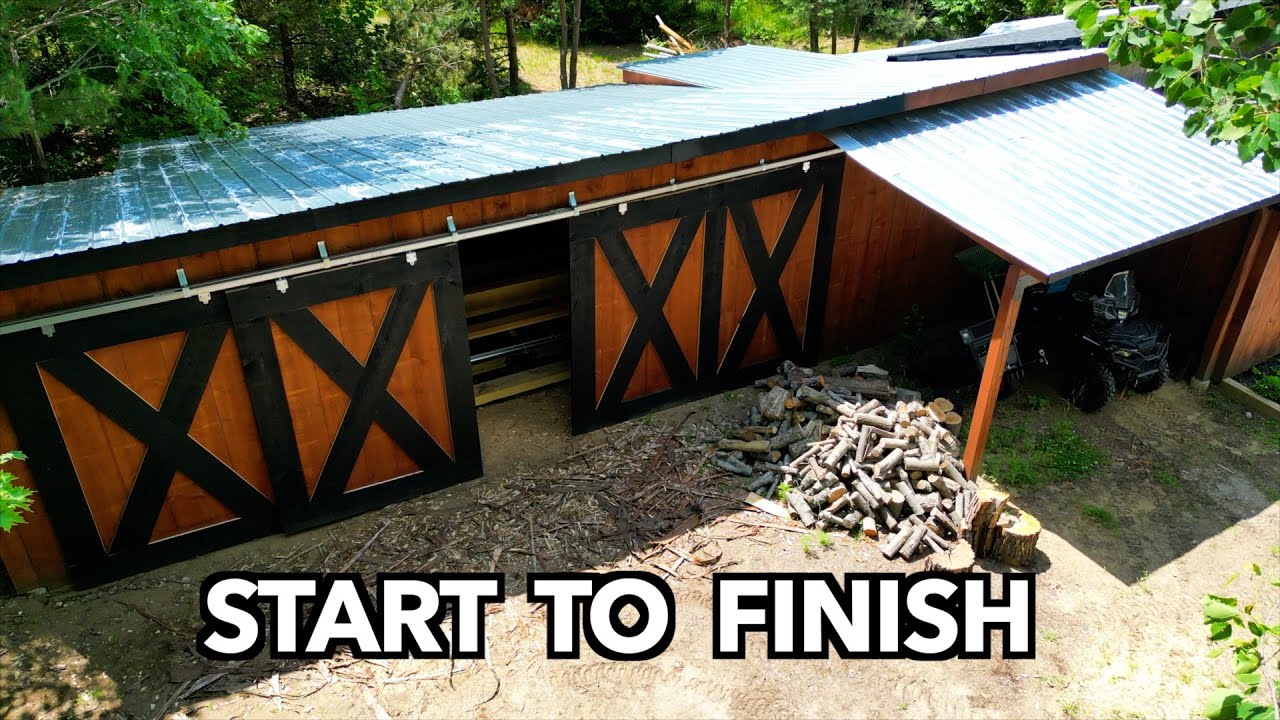 Building a SAWMILL SHED w/BARN DOORS - Start to Finish