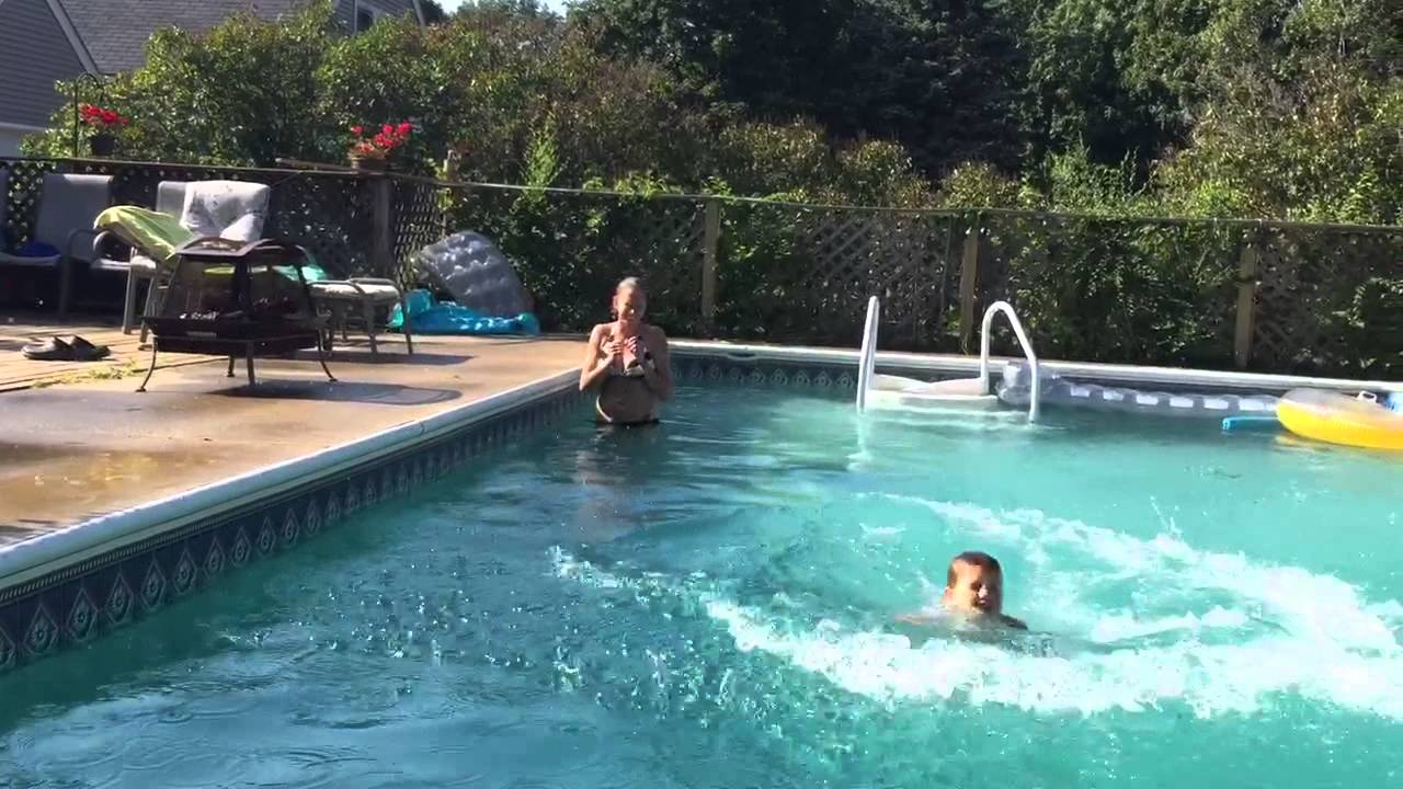 Running flip into pool - YouTube