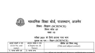Rbse Class 10 Science new syllabus 2021