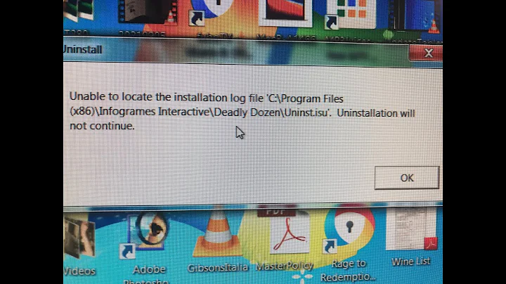 Error Unable to locate the installation log file, Uninstallation will not continue. Windows 7