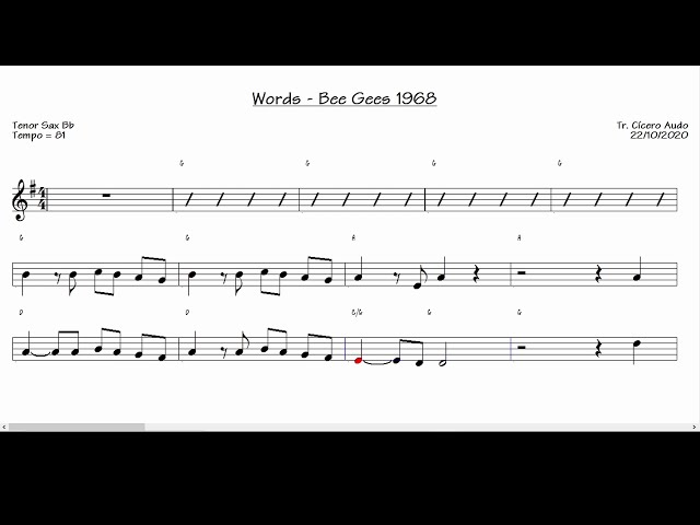 Words - Bee Gees 1968 (Tenor Sax Bb) [Sheet Music] class=