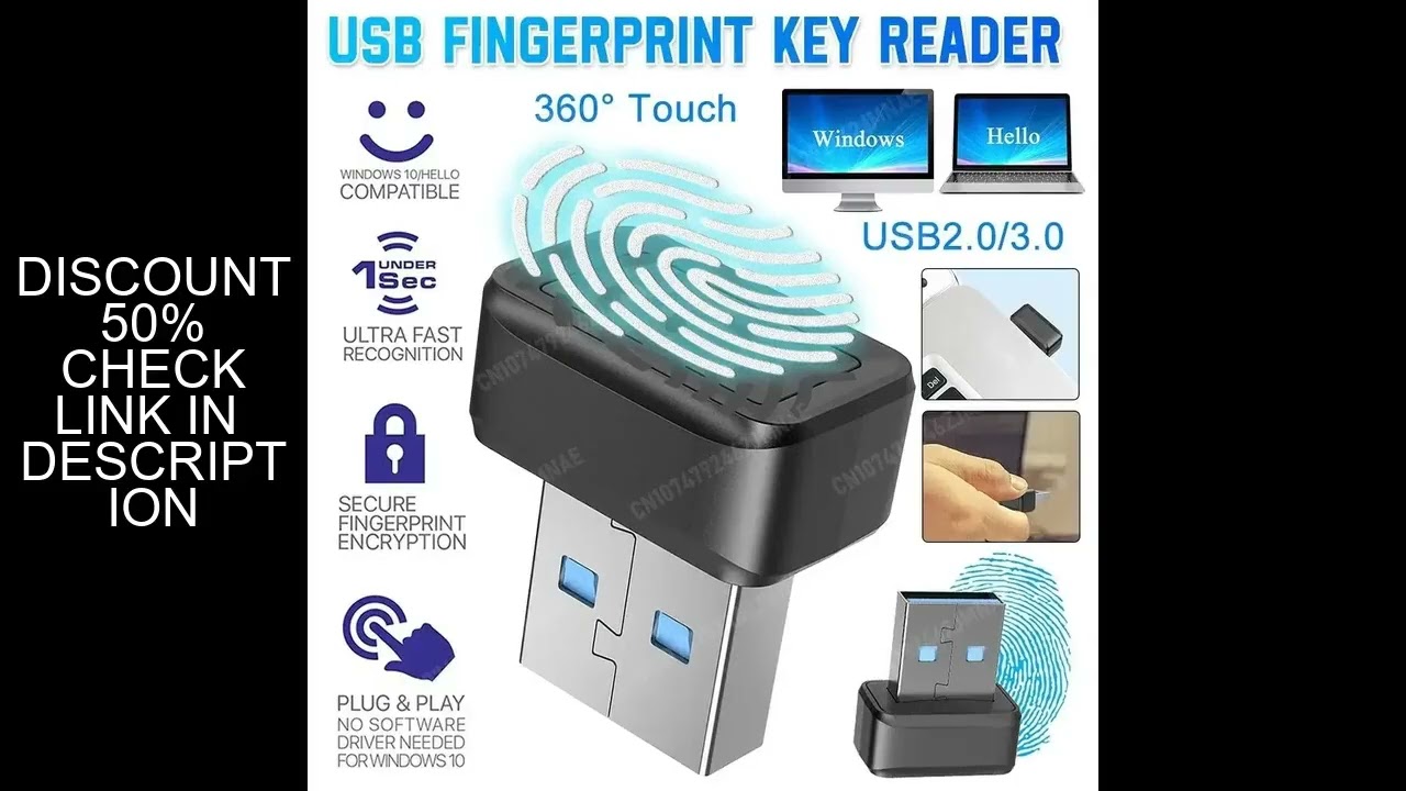 USB Fingerprint Key: Windows-compatible biometric scanner for password-free login, ideal for PC secu