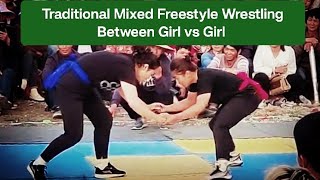 Gir Vs Girl Freestyle Traditional Wrestling Match Fight Kushti