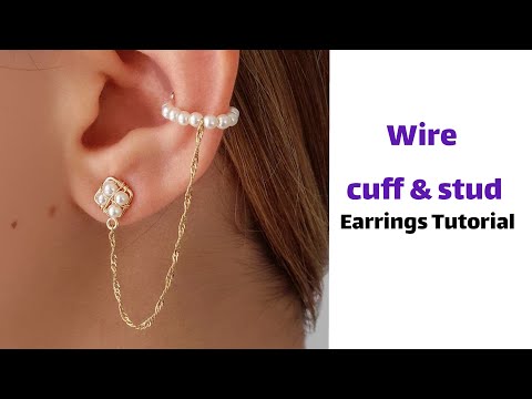 TUTORIAL: ear cuff stud earring - studded earrings and ear cuff