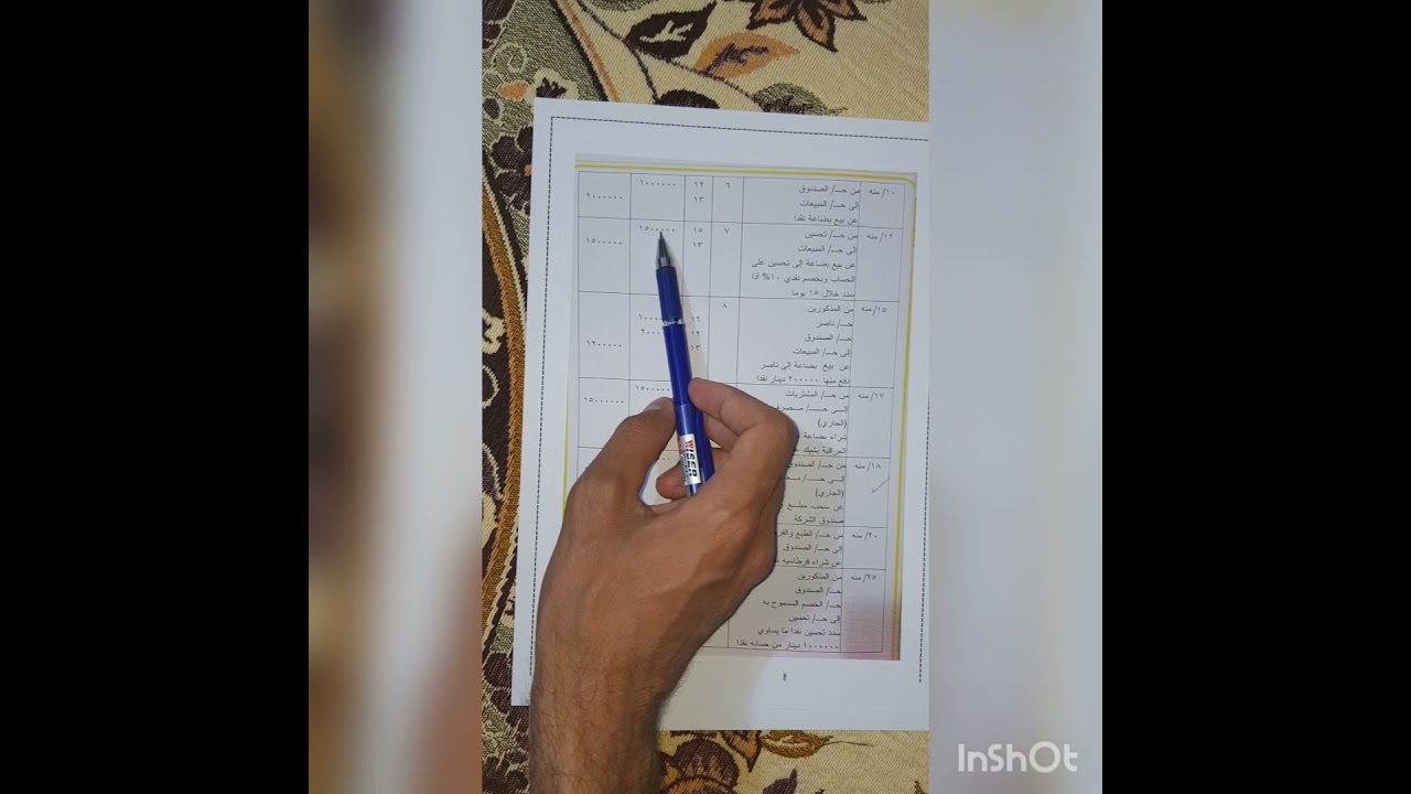 مبادئ المحاسبة| صف اول تجاري| ميزان المراجعة حل المثال العام في الكتاب وطبيعة الارصدة