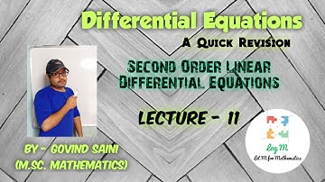 Differential Equations। A Quick Revision। Second Order Linear Differential Equations। Normal Form।