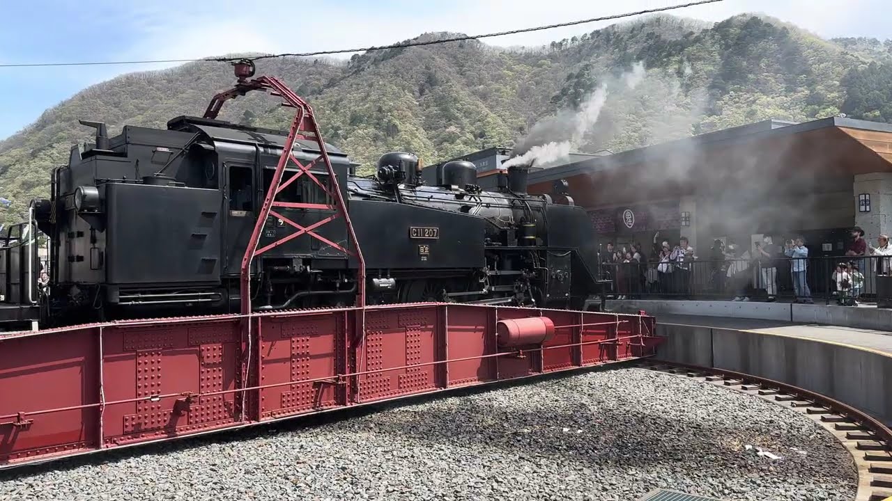 【鬼怒川観光列車：SL大樹】転車台で方向転換#旅行 #鉄道 #蒸気機関車