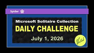 Microsoft Solitaire Collection | Daily Challenge July 1, 2026 | Spider Hard Score Challenge screenshot 1
